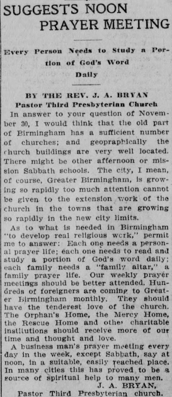 suggests Noon Prayer Meeting